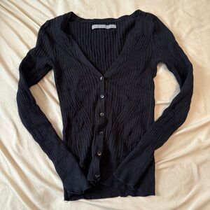 Old Navy Black Ribbed Cardigan Sweater